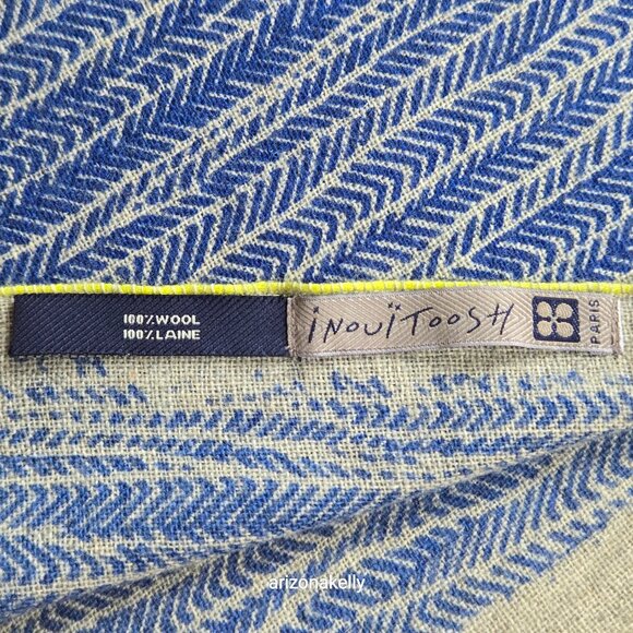NWOT Inouitoosh Wool Scarf Blue Wood Grain Tree Bark - Picture 5 of 13